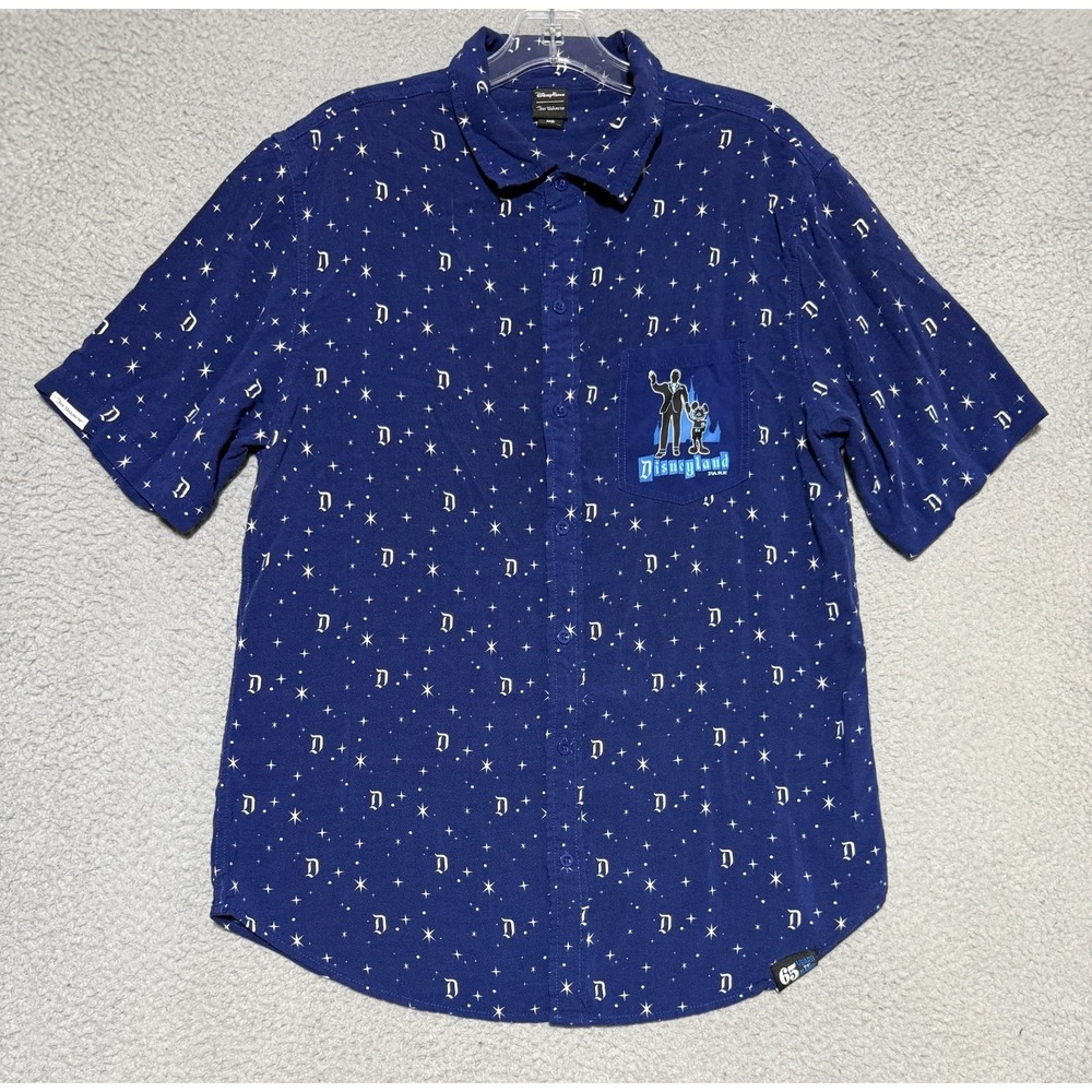 Disney Our Universe 65 Years Of Magic Button Shirt Mens Medium Galaxy Stars